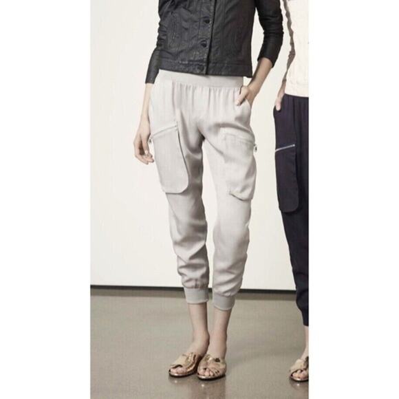 ATM Tencel Cargo Pocket Jogger Casual Pants Light Grey Size Small - Picture 1 of 6